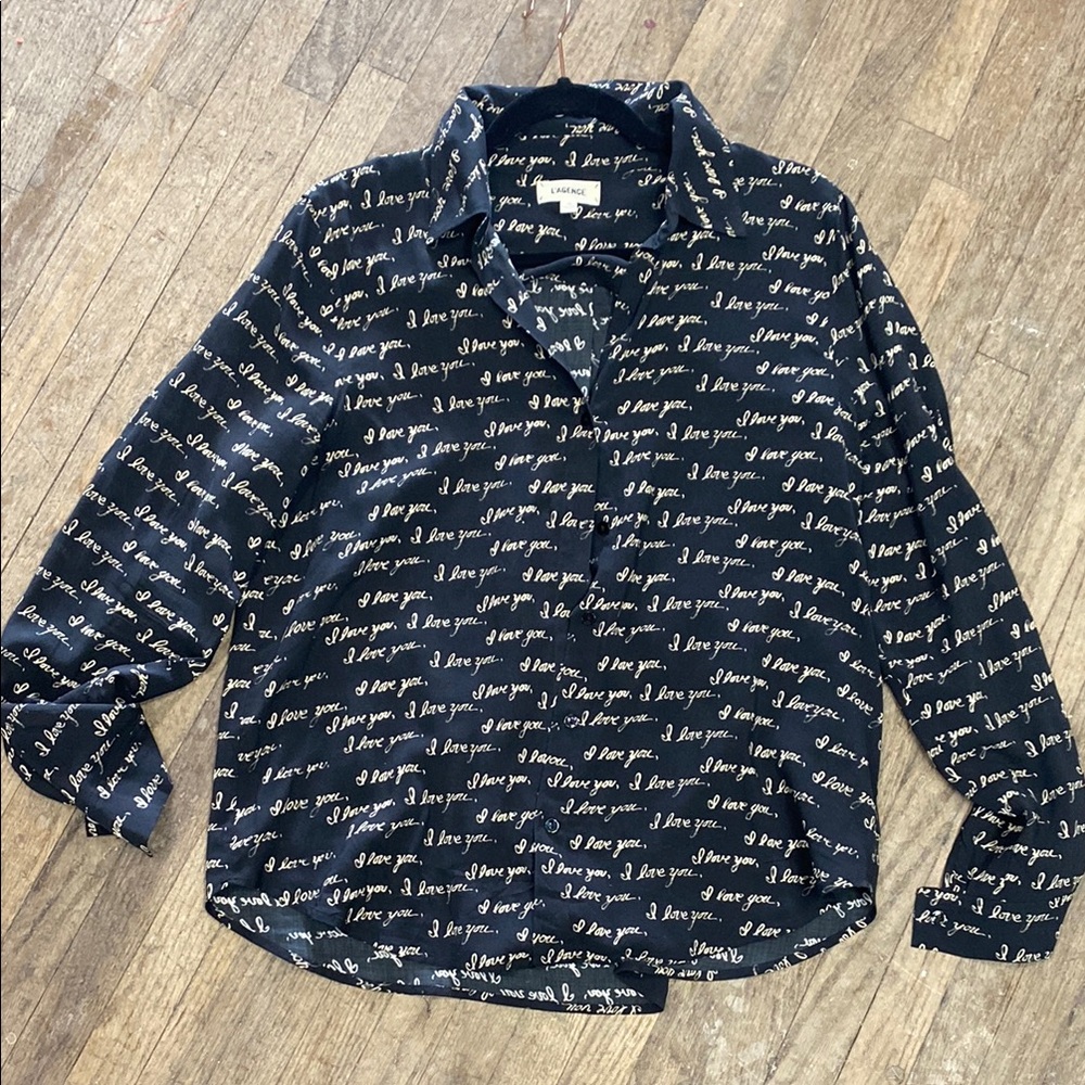 Woman’s Black Script Print Shirt